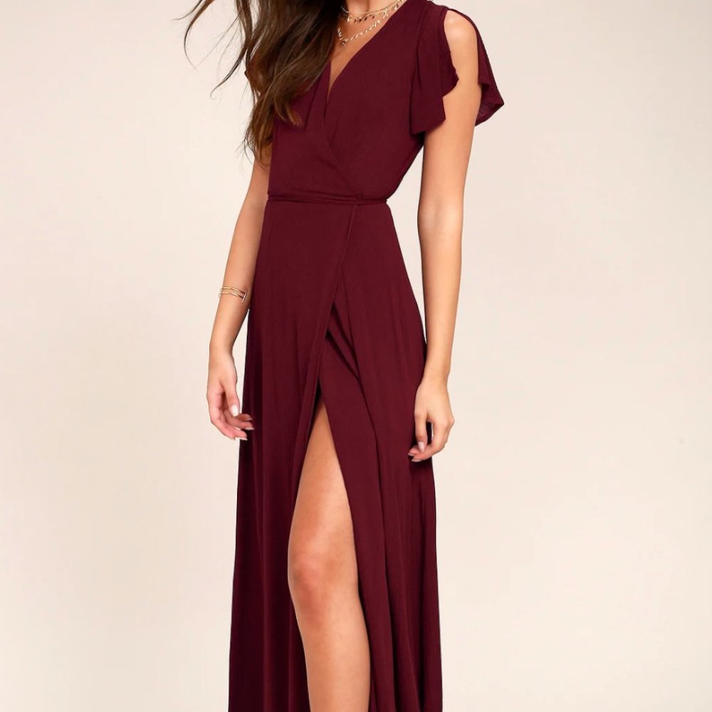 Burgundy Wrap Maxi Dress